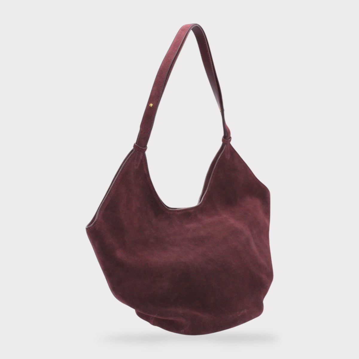 Bolso tote Elsa de ante burdeos intenso con correa larga y cartera a juego
