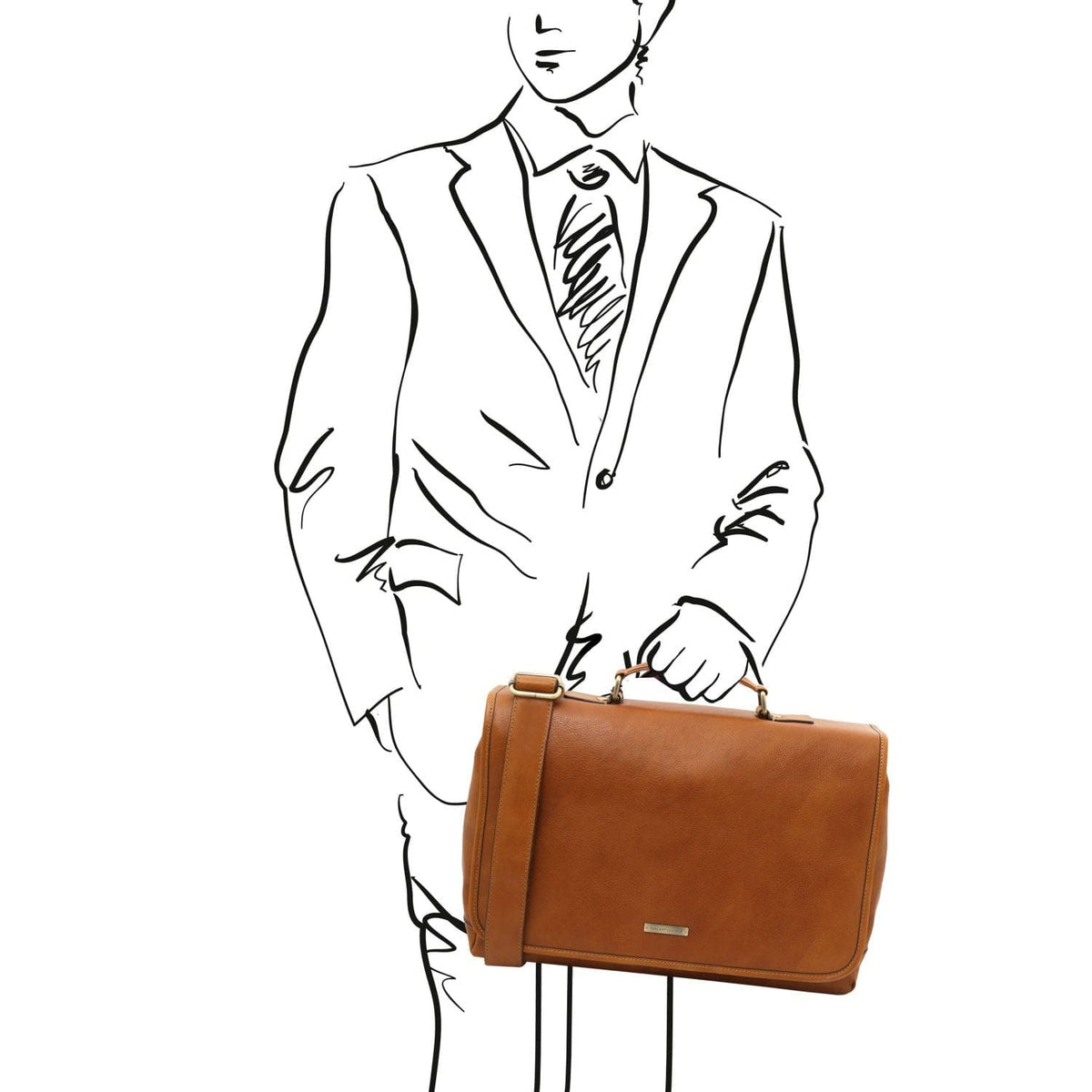 Leather briefcases Mantova - Leather multi compartment TL SMART briefcase with flap | TL142068 messenger bag San Rocco Italia