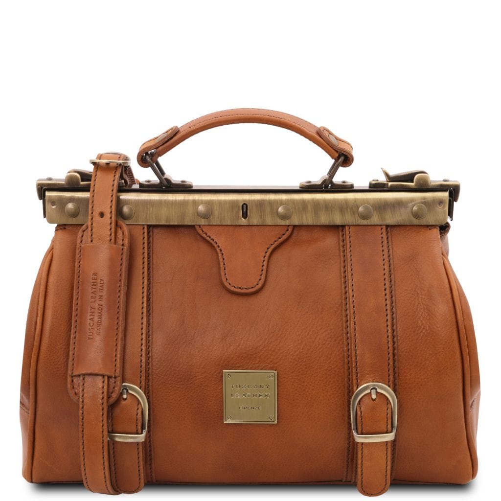 Doctor bags Natural Monalisa - Doctor gladstone leather bag with front straps | TL10034 San Rocco Italia