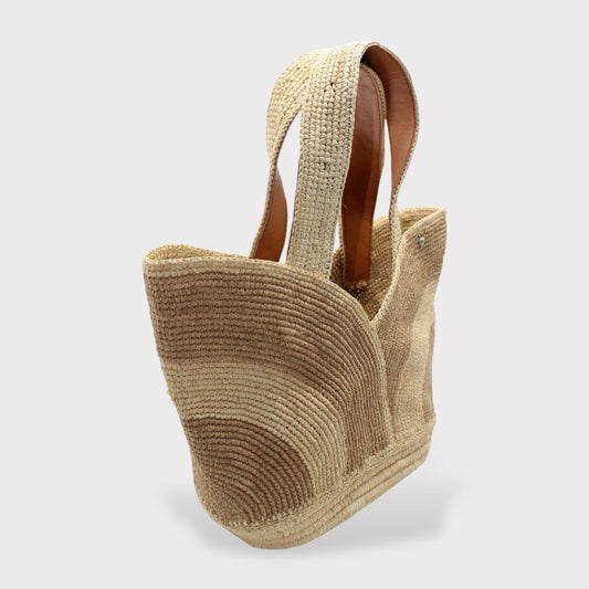 Hebag & Wallet Accessori Yasmin - Hemade Naturale Raffia Tulip Tote Bag - Khaki San Rocco Italia