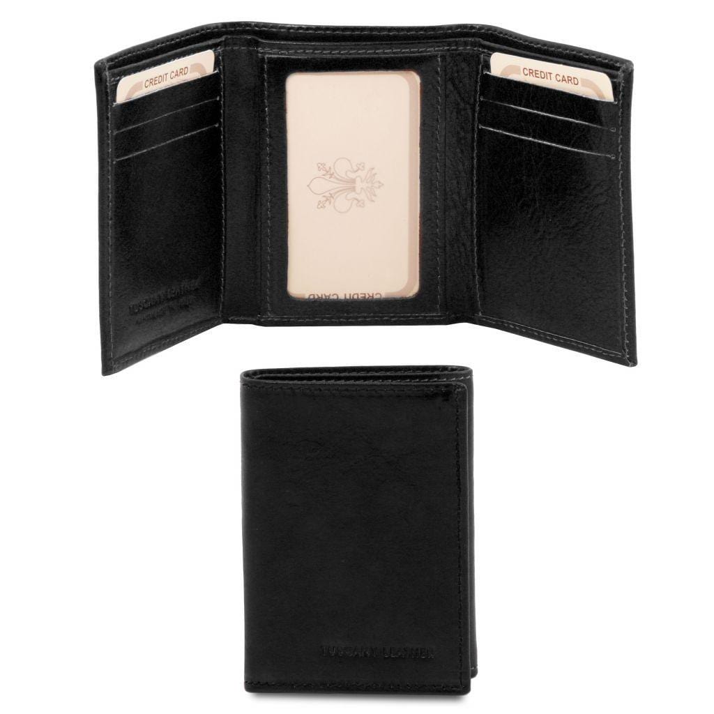Accessoires femme en cuir Noir Portefeuille exclusif en cuir à trois volets | TL140801 San Rocco Italia