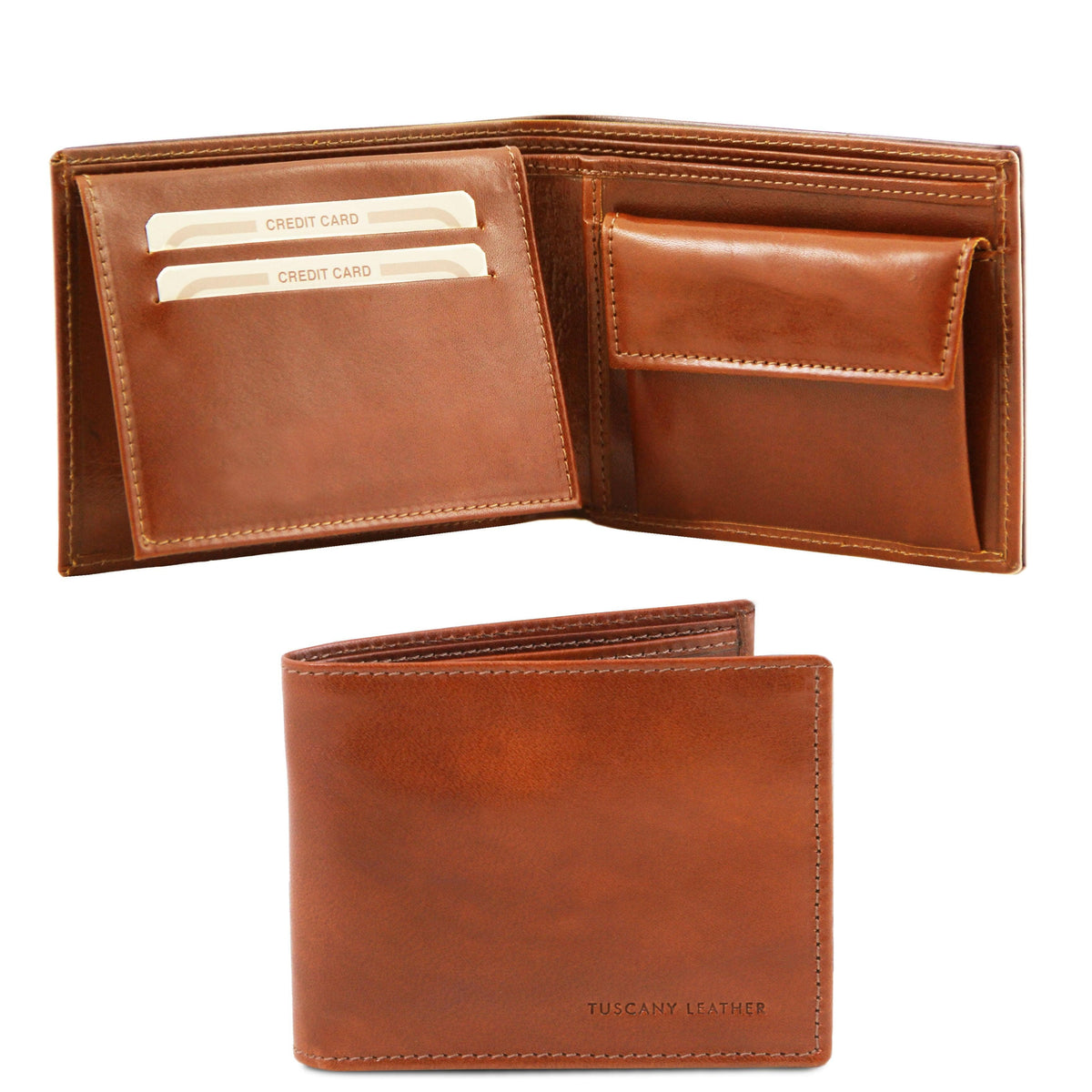 Leather wallets for men Honey Exclusive leather 3 fold wallet for men with coin pocket | TL140763 San Rocco Italia