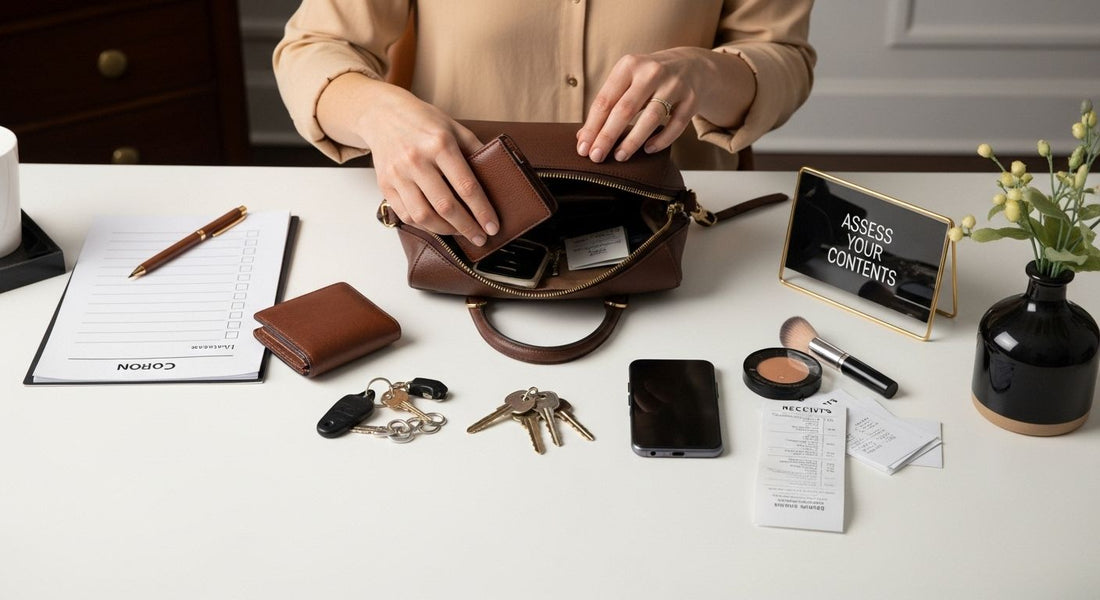 Schritt zur Organisation von Handtaschen