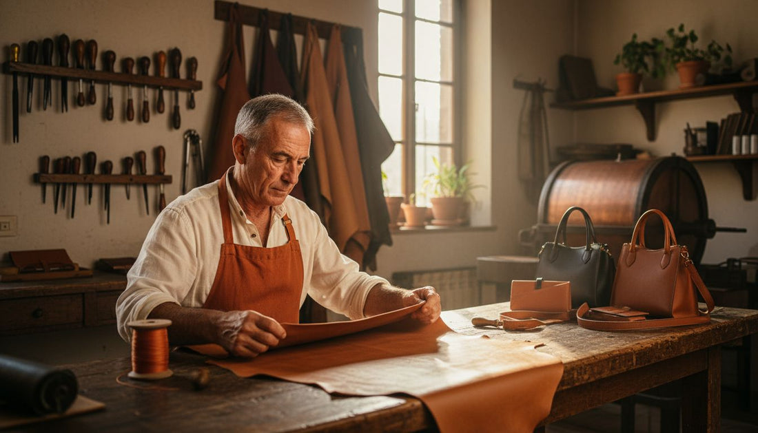 taller de un artesano italiano de la piel