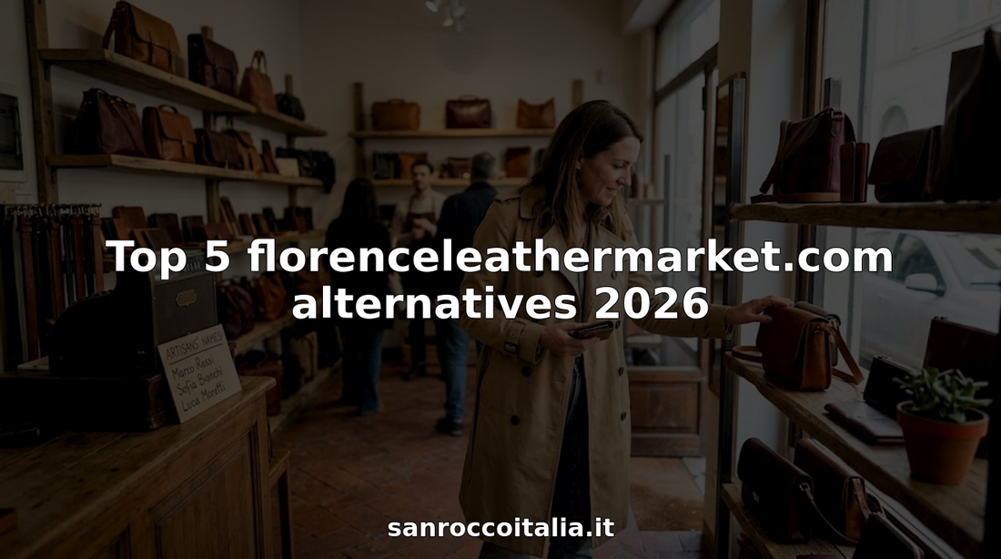 Woman browsing boutique leather goods in Florence