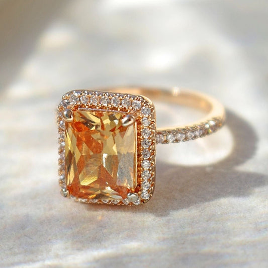 Bague Halo Champagne | Plaquée or rose 18 carats - Bagues premium - Achetez maintenant chez San Rocco Italia