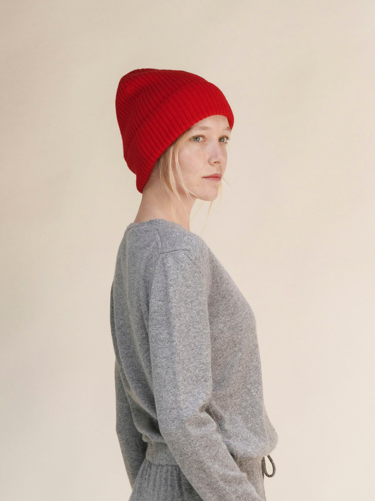 Gorro canelado em mistura de caxemira
