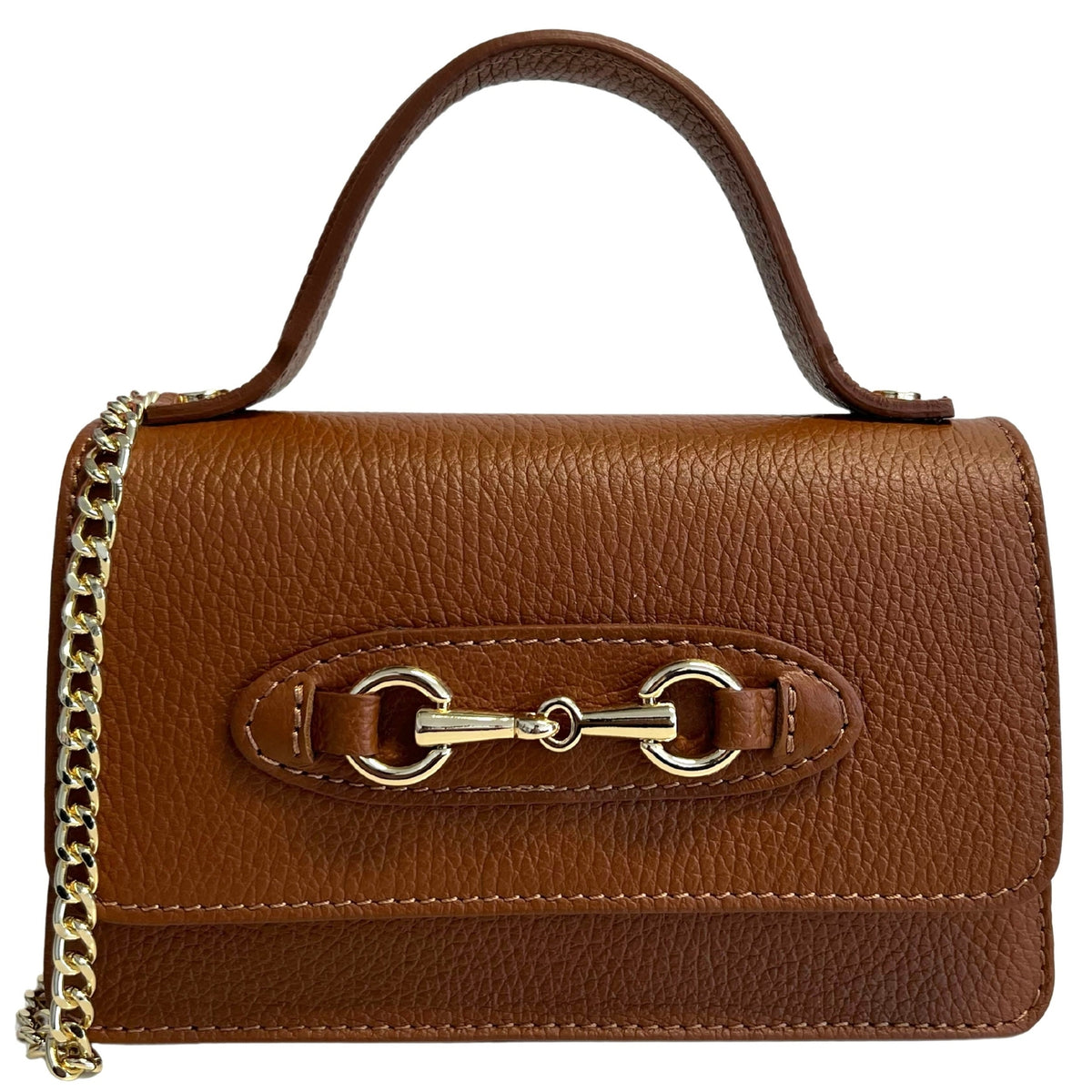 Bolso Sofia de cuero con cadena, diseño de bocado de caballo