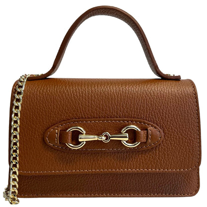 Bolso Sofia de cuero con cadena, diseño de bocado de caballo