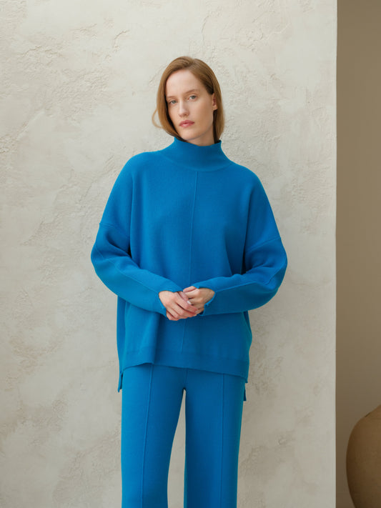 Wool & Cashmere Blend Solid Maxi Turtleneck Sweater
