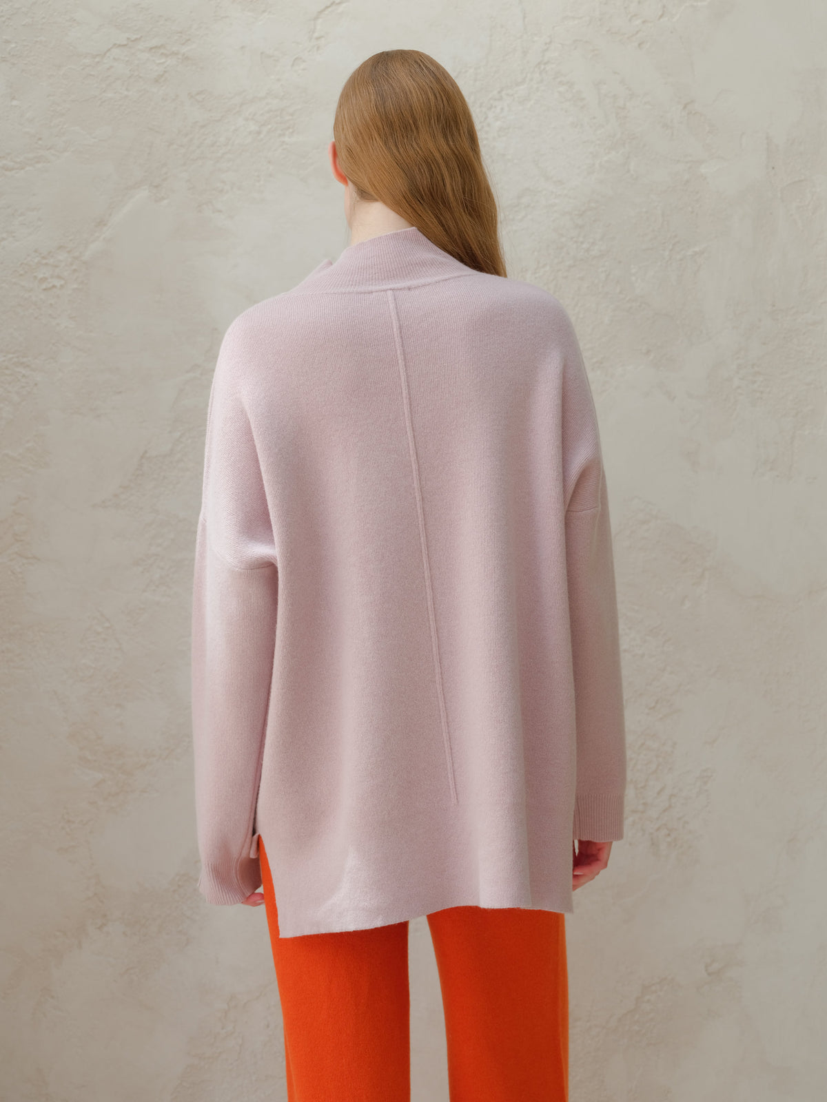 Maxi maglione dolcevita tinta unita in misto lana e cashmere