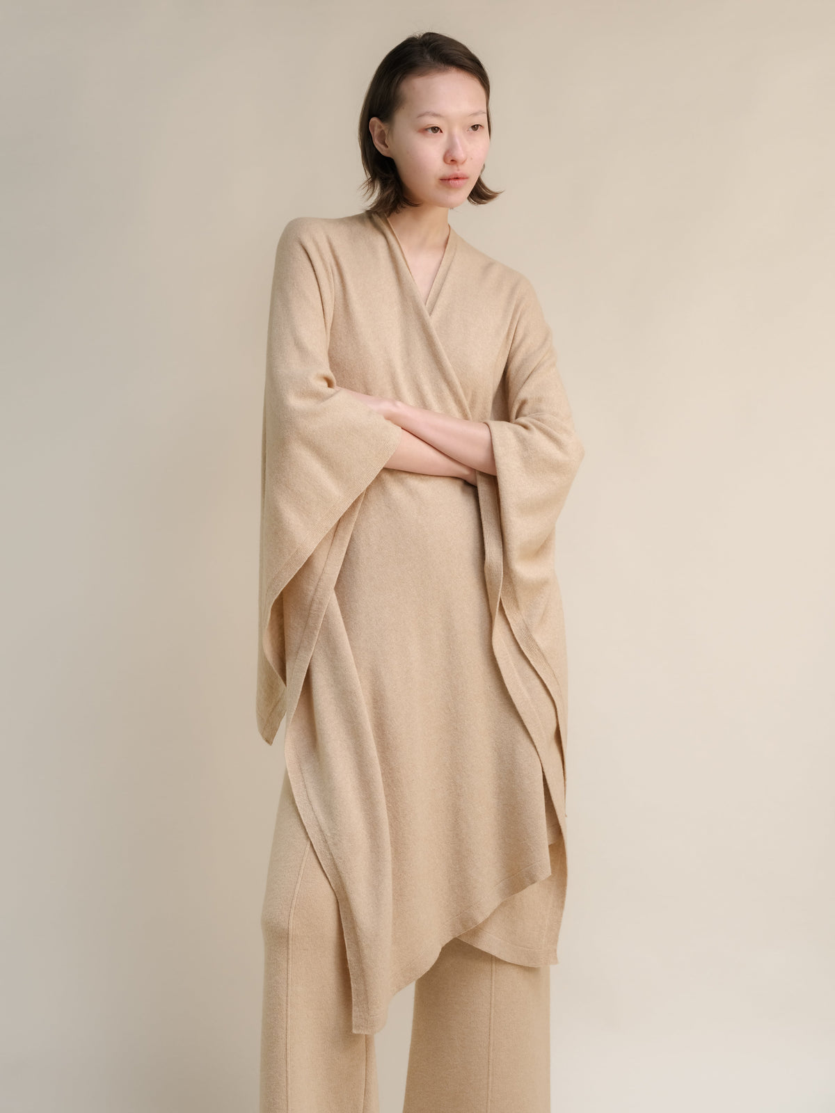 Maxi mantella in misto cashmere
