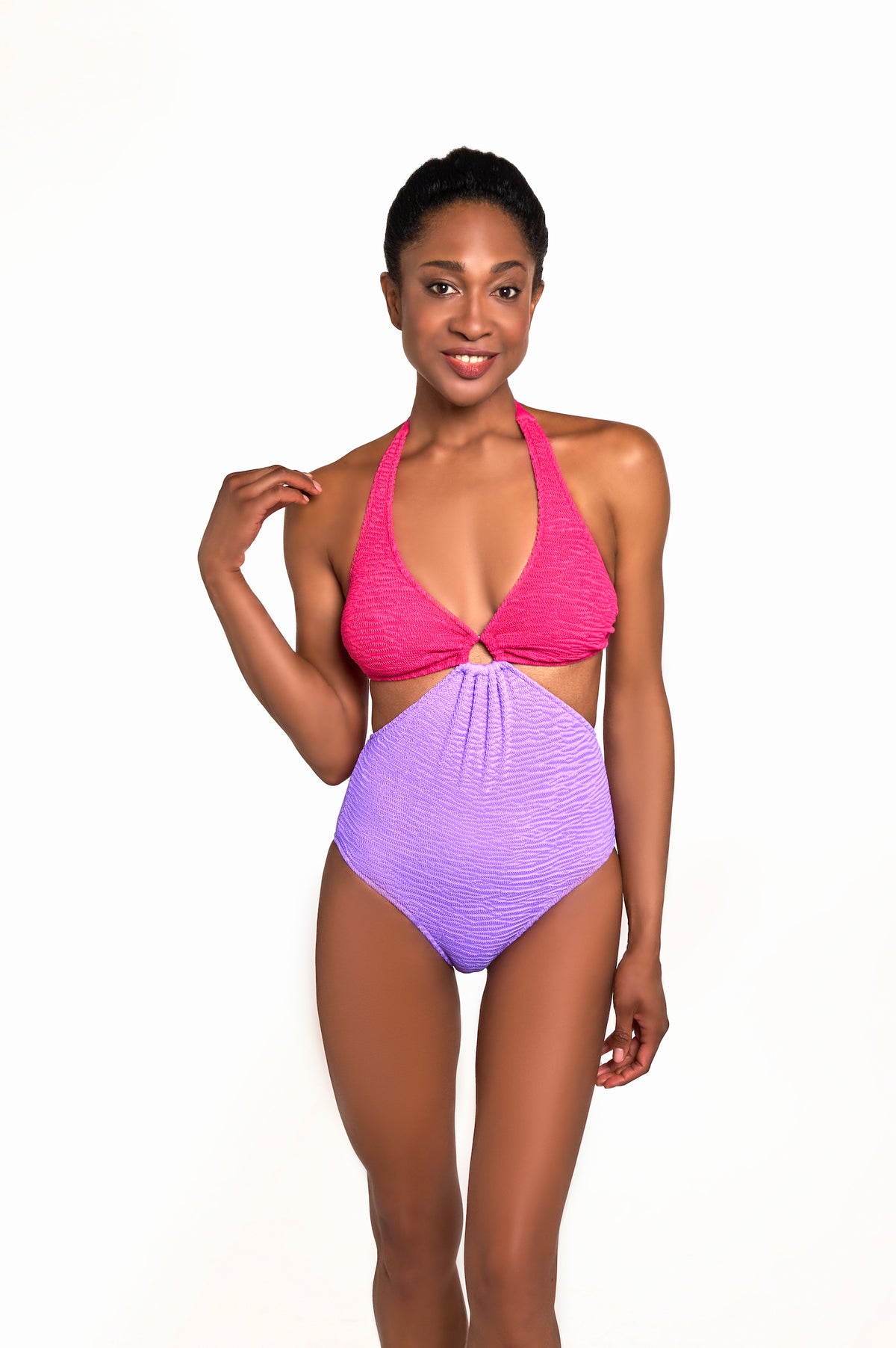 Luna Crinkle Halter Neck One Piece Swimsuit
