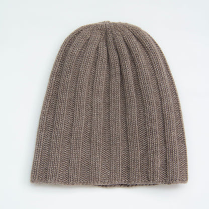 Berretto a coste larghe in misto cashmere