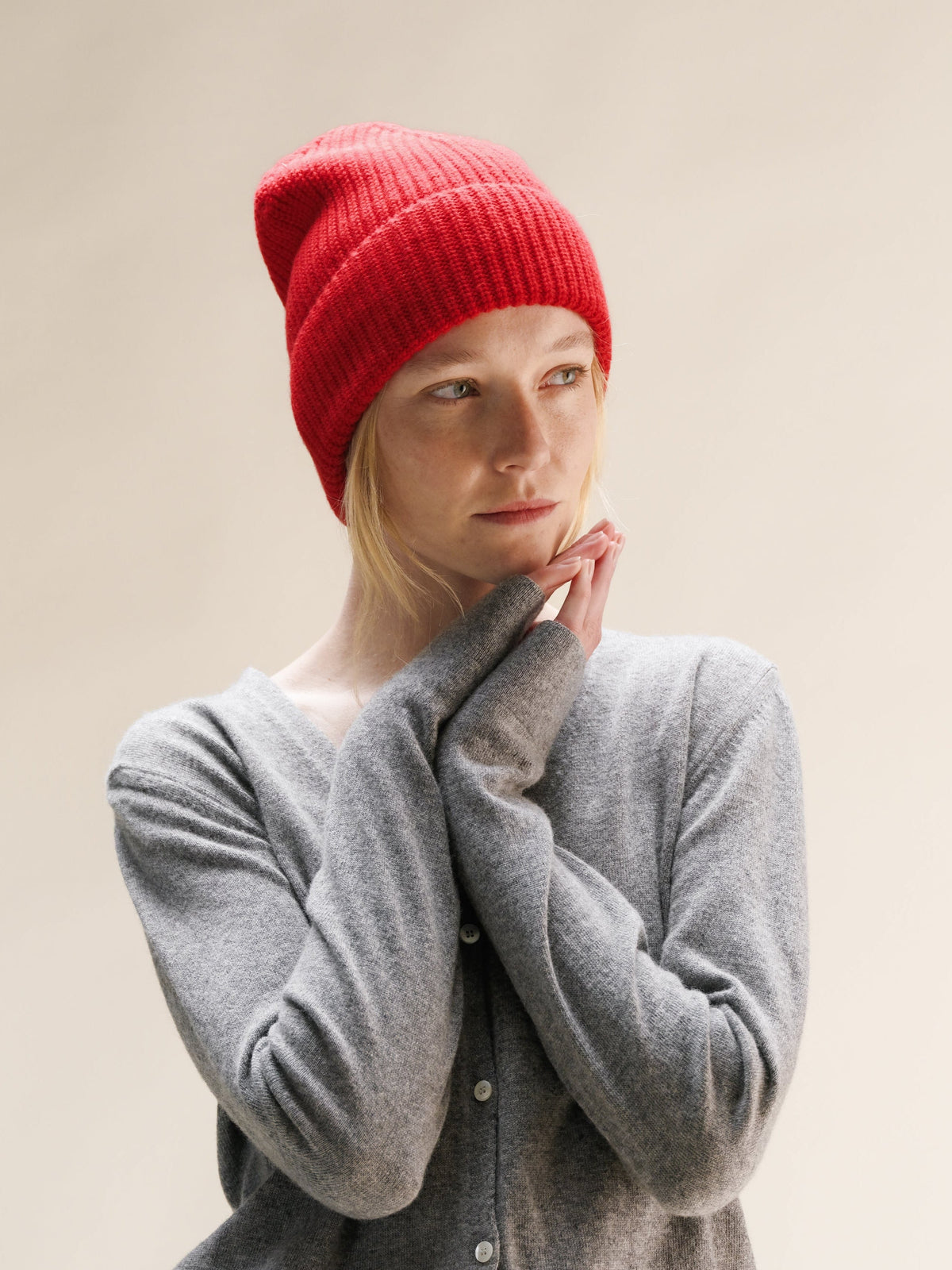 Gorro canelado em mistura de caxemira