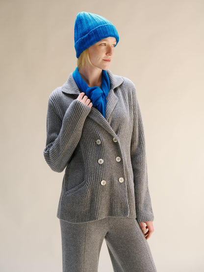 Berretto a coste larghe in misto cashmere