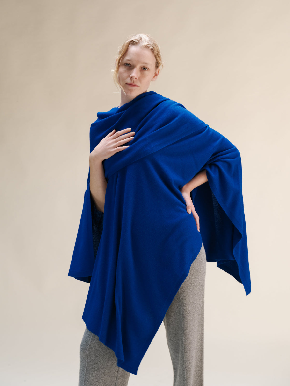 Maxi mantella in misto cashmere