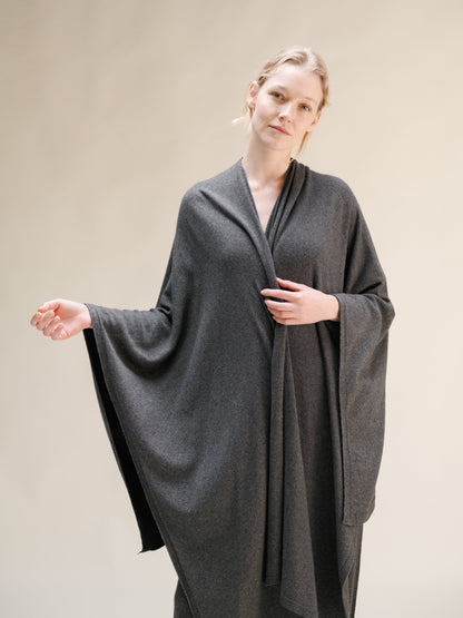 Maxi mantella in misto cashmere