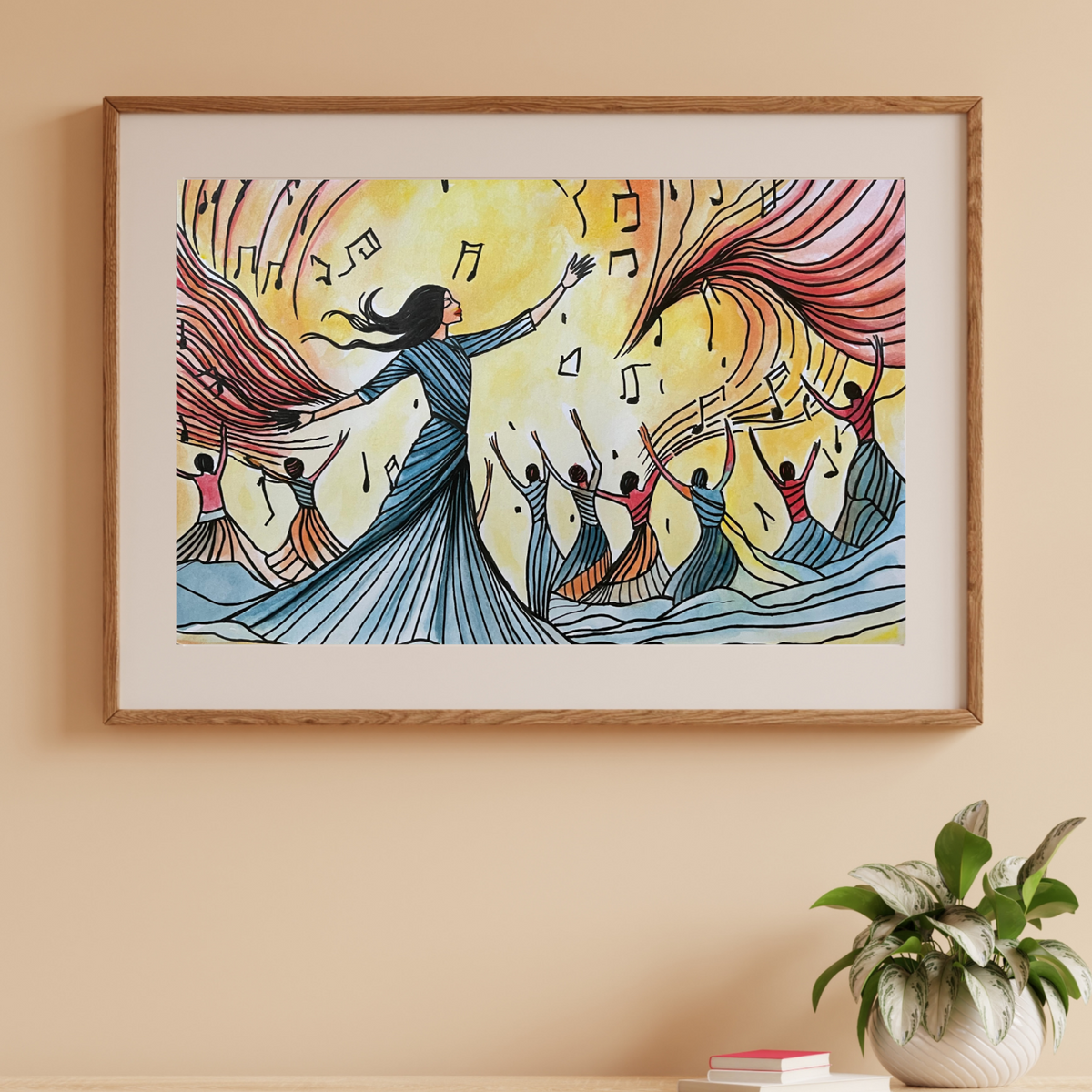 Kunstwerke A Symphony of Dance | Pen and Ink Watercolor Painting San Rocco Italia