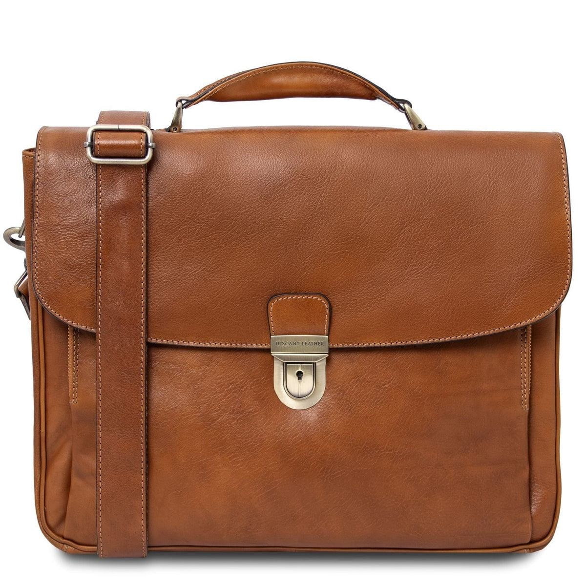 Maletines de piel Natural Alessandria - Mate leather multi compartment TL SMART laptop briefcase | TL142067 San Rocco Italia