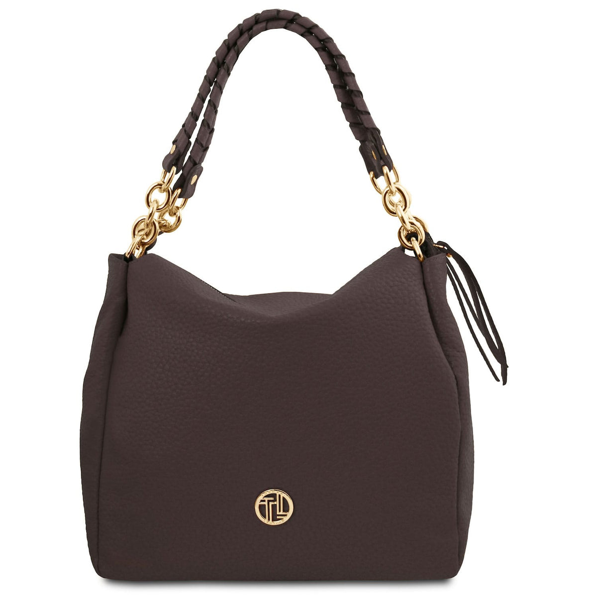 Leather shoulder bags Dark Brown Amy - Soft Italian leather shopping bag | TL142385 San Rocco Italia