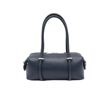 Bleu marine blue handbag with a handle sur fond blanc