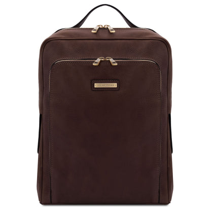 Leather Backpacks Dark Brown Bangkok - Matte leather laptop backpack | TL141793 San Rocco Italia
