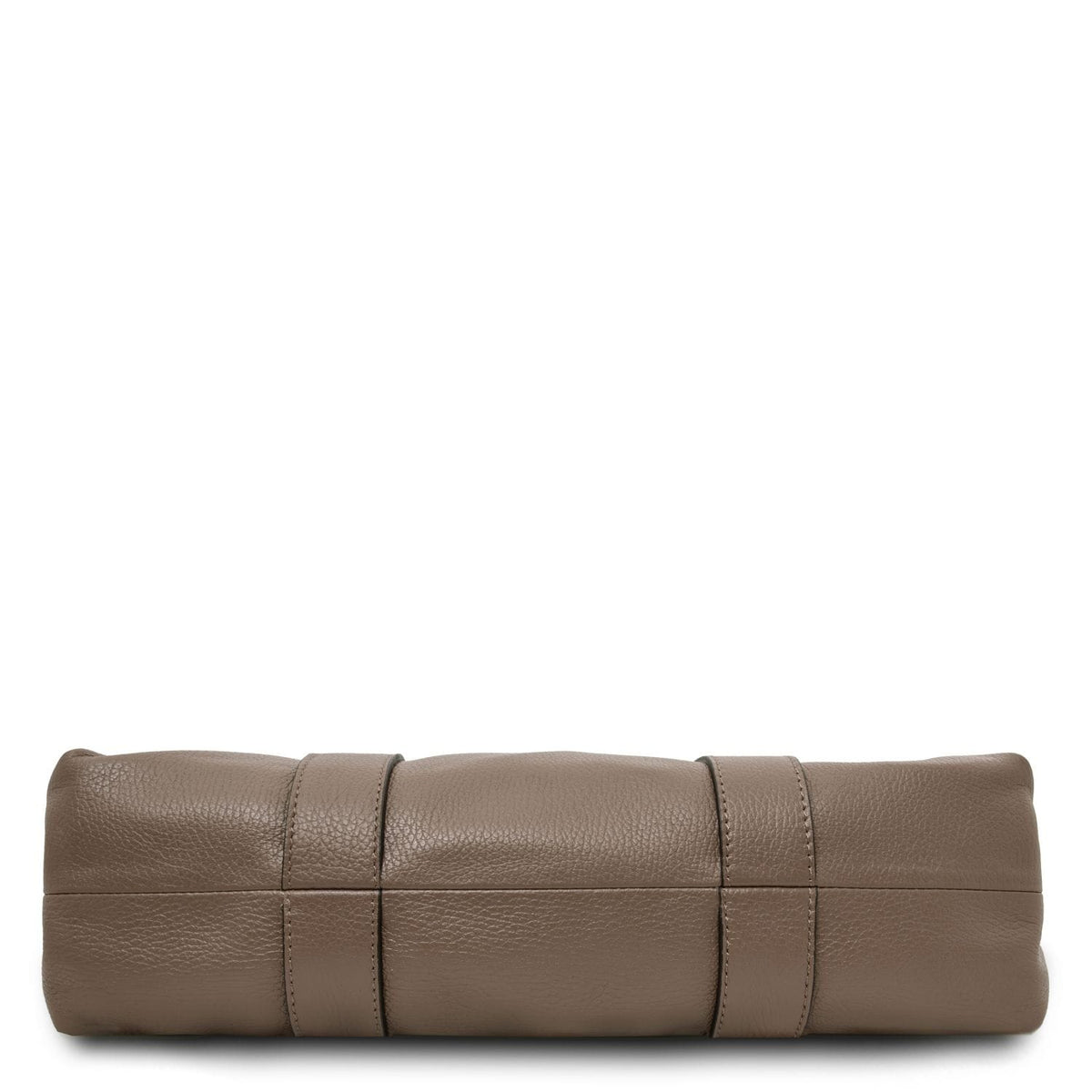 Bottom view of Callie soft leather shoulder bag with stitched panels and wraparound strap