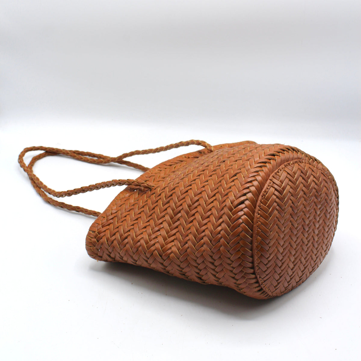 Handbag & Wallet Accessoires Carmel- Hand Woven Leather Shoulder Bucketbag Bruin San Rocco Italia
