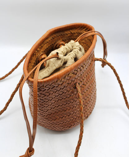 Handbag & Wallet Accessoires Carmel- Hand Woven Leather Shoulder Bucketbag Bruin San Rocco Italia