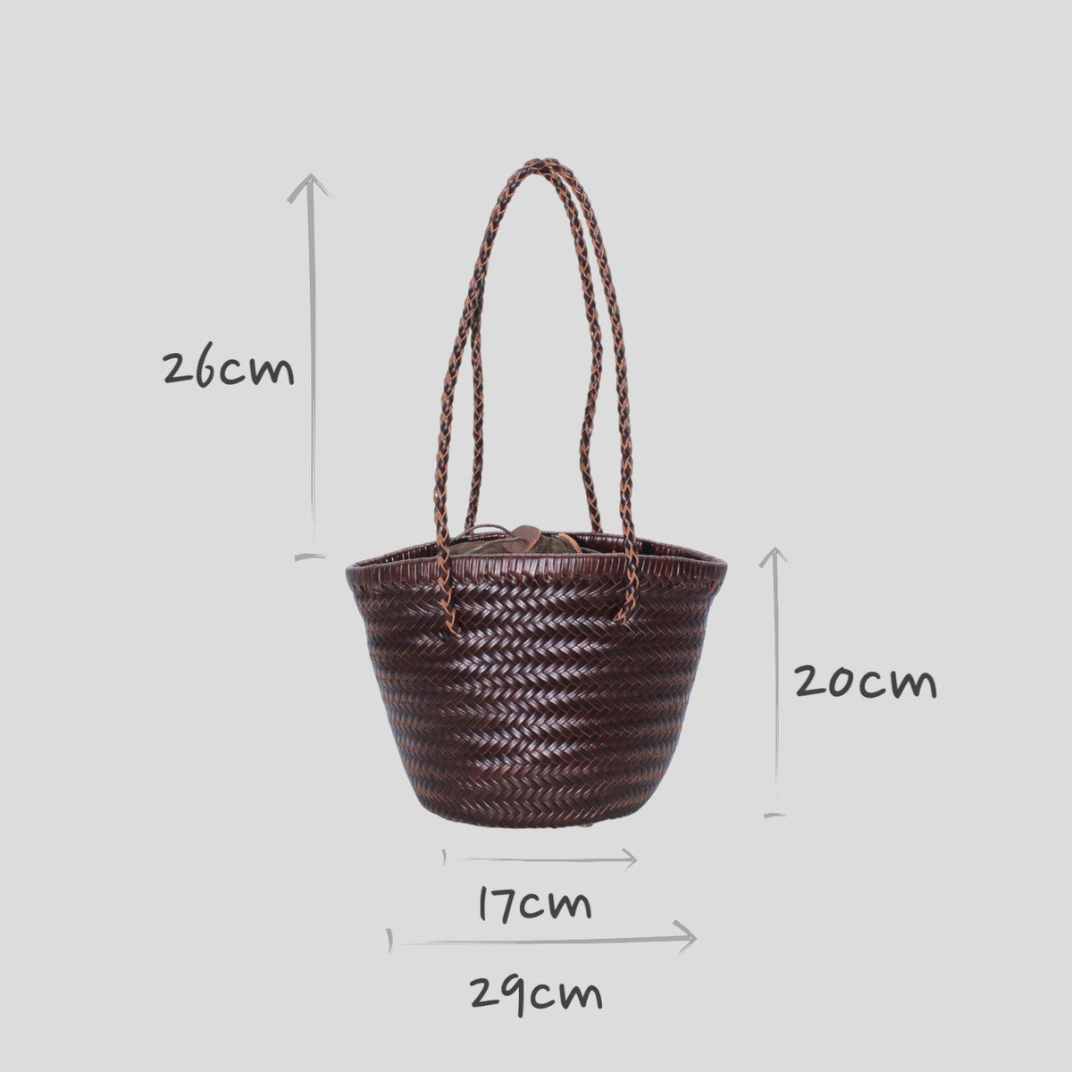 Handbag & Wallet Accessoires Carmel- Hand Woven Leather Shoulder Bucketbag Chocolate San Rocco Italia