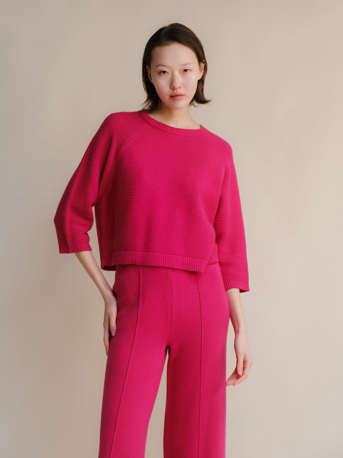 Maglieria Bubble / S Cashmere Mix Cropped 3/4 Sleeve Pullover San Rocco Italia
