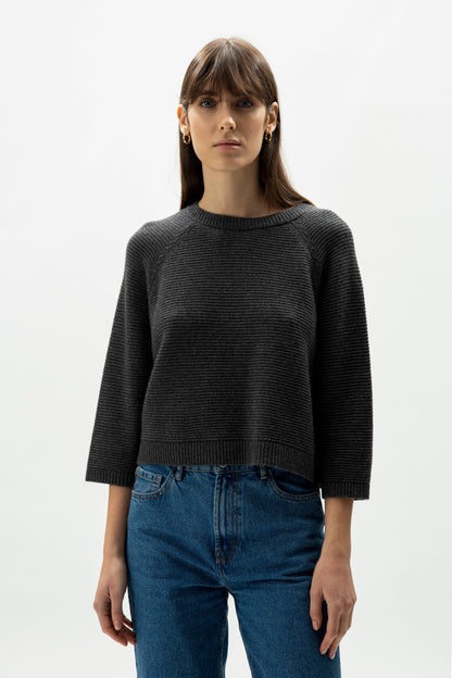 Maglieria Grigio scuro / S Cashmere Mix Cropped 3/4 Sleeve Pullover San Rocco Italia