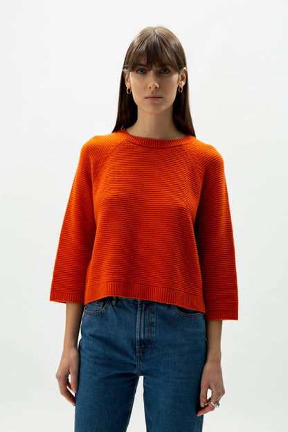Maglieria Arancione / S Cashmere Mix Cropped 3/4 Sleeve Pullover San Rocco Italia