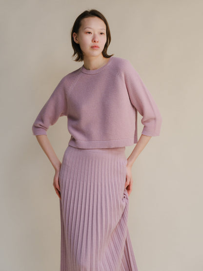 Maglieria Rosa / S Cashmere Mix Cropped 3/4 Sleeve Pullover San Rocco Italia