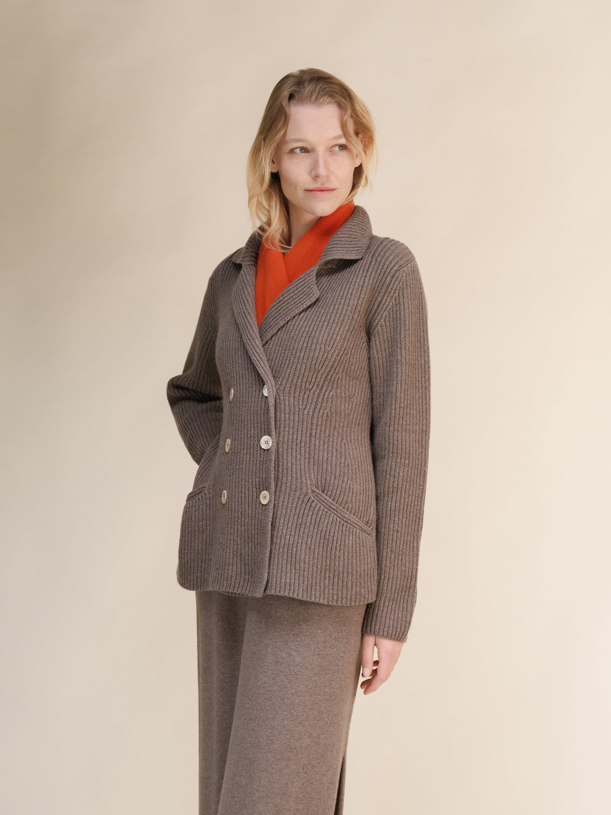 Maglieria Arancione Cashmere Mix Sciarpa San Rocco Italia