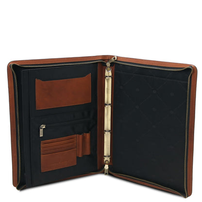 Cesare - Leather document case with handle and ring binder | TL142554