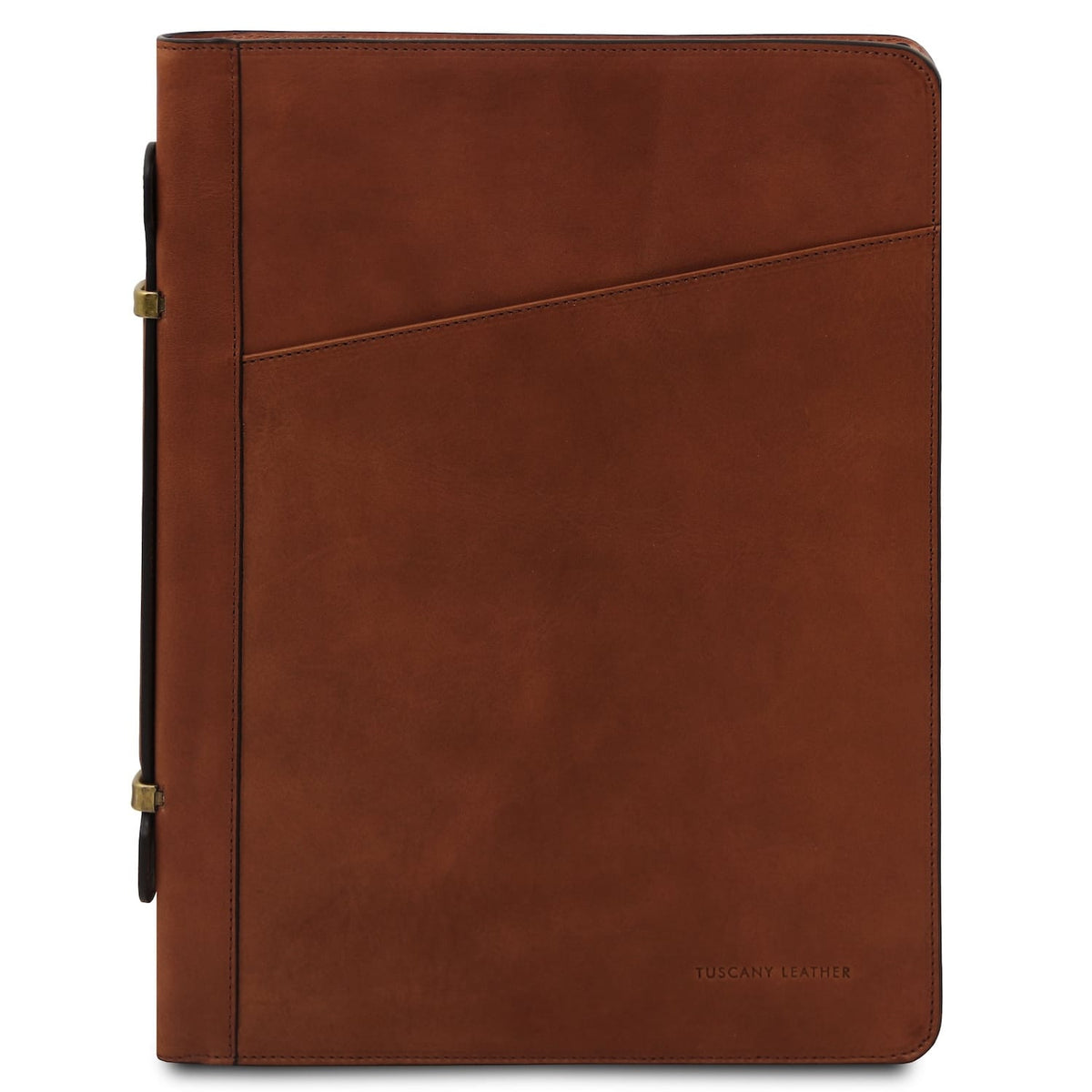 Costantino brown leather document case with diagonal front pocket