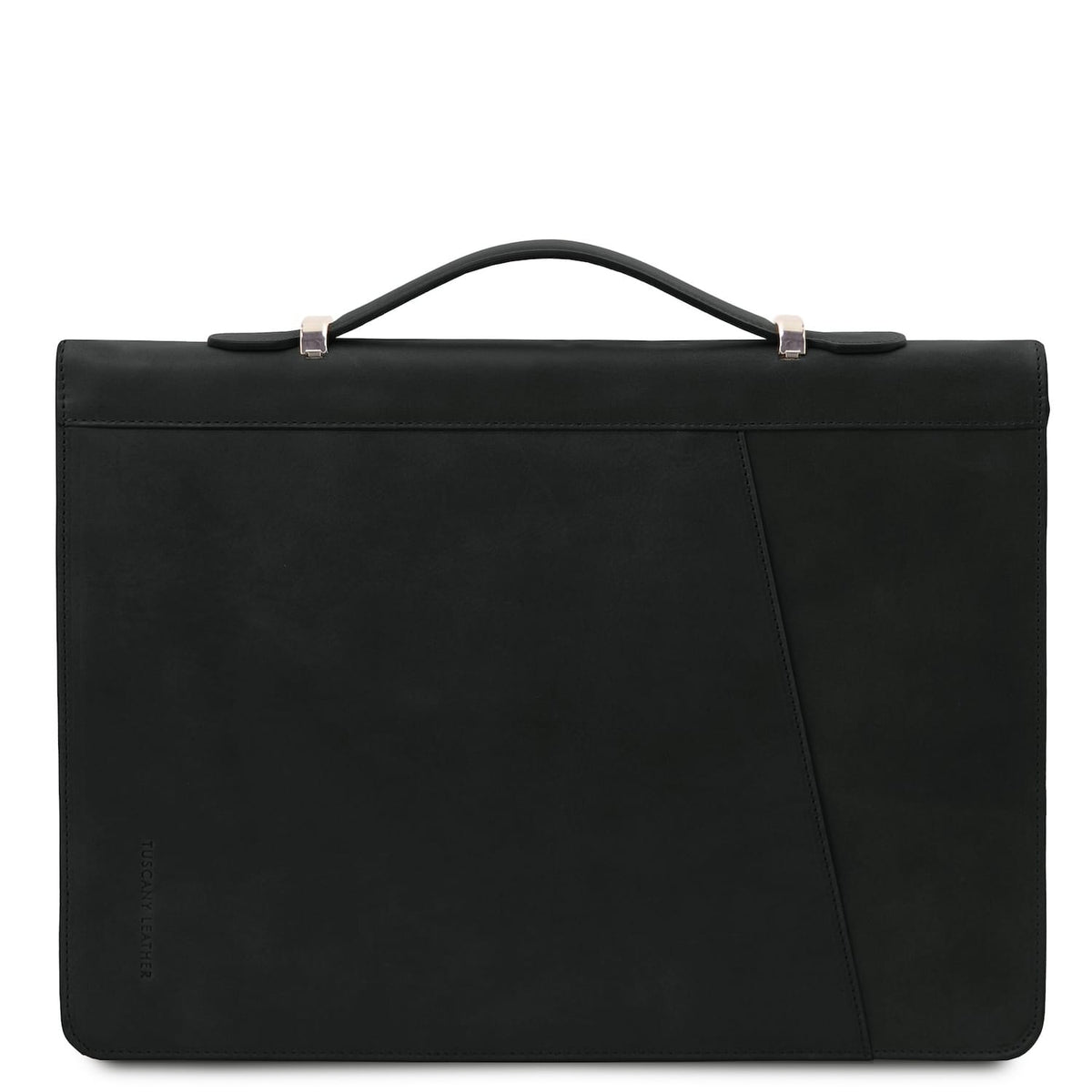 Costantino black leather document case with top handle