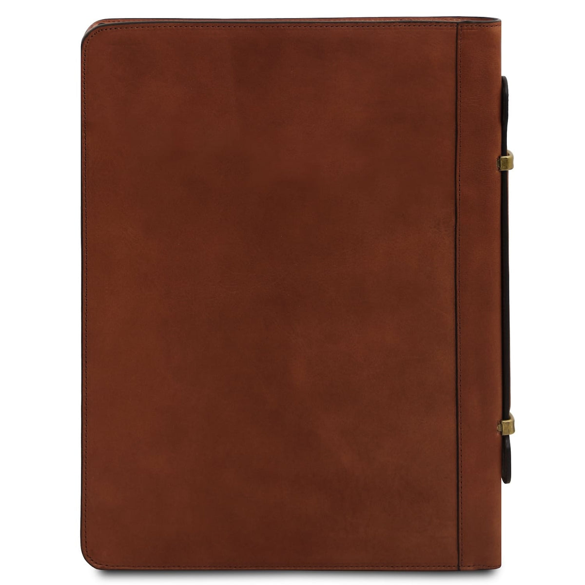 Front view of Costantino leather document case with side handle and subtle branding