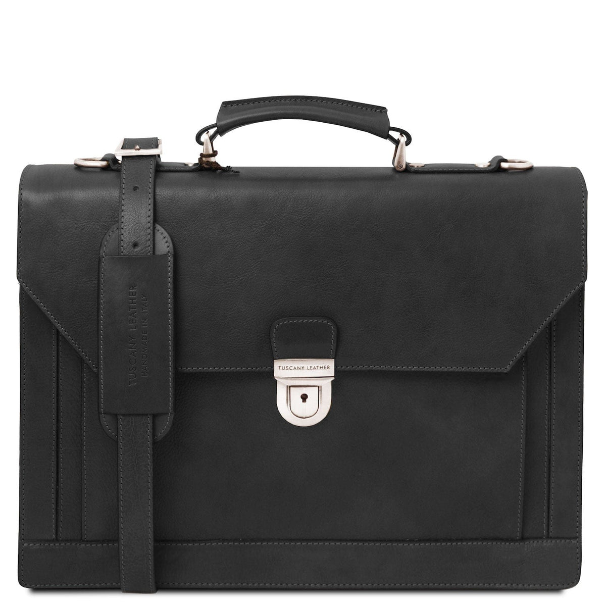 Maletines de piel Negro Cremona - 3 compartment matte leather briefcase | TL142448 San Rocco Italia