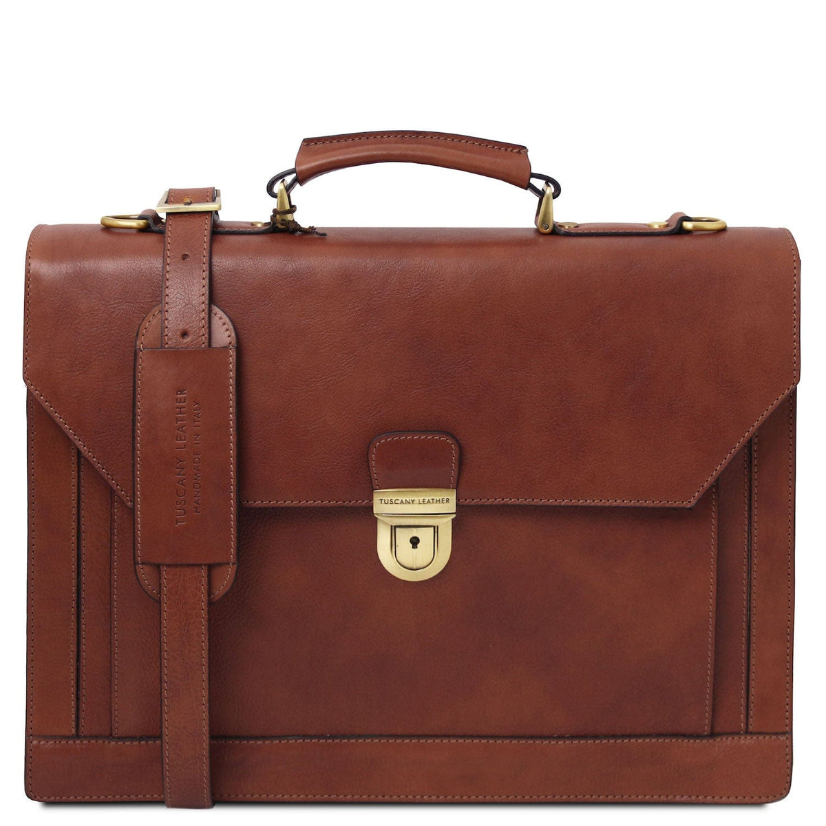Maletines de piel Marrón Cremona - 3 compartment matte leather briefcase | TL142448 San Rocco Italia