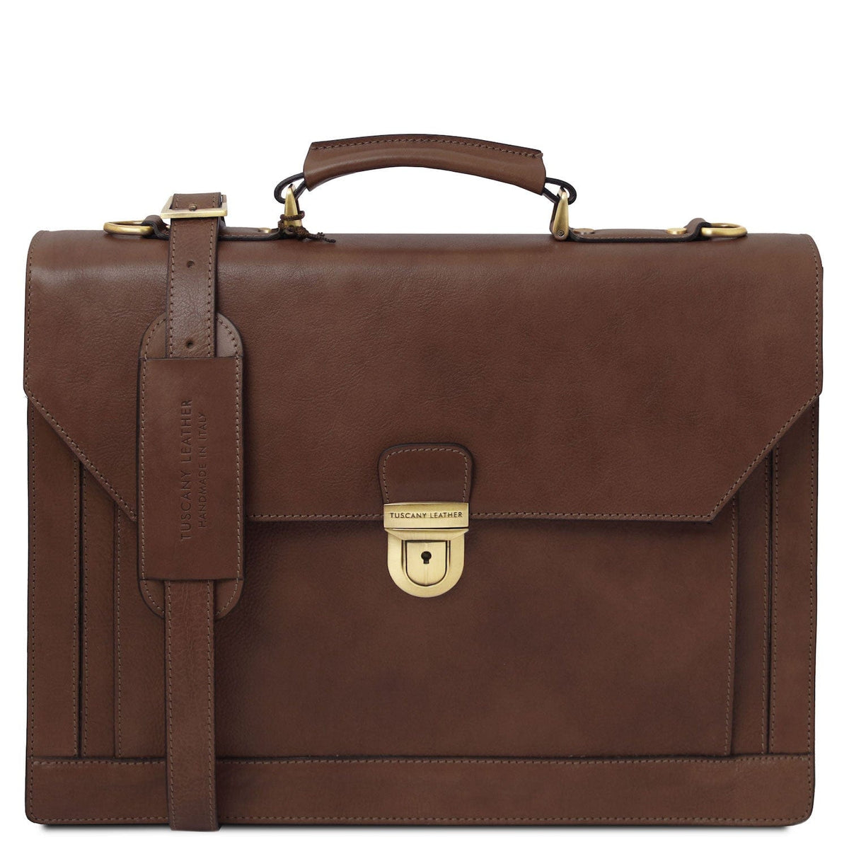 Maletines de piel Marrón oscuro Cremona - 3 compartment matte leather briefcase | TL142448 San Rocco Italia