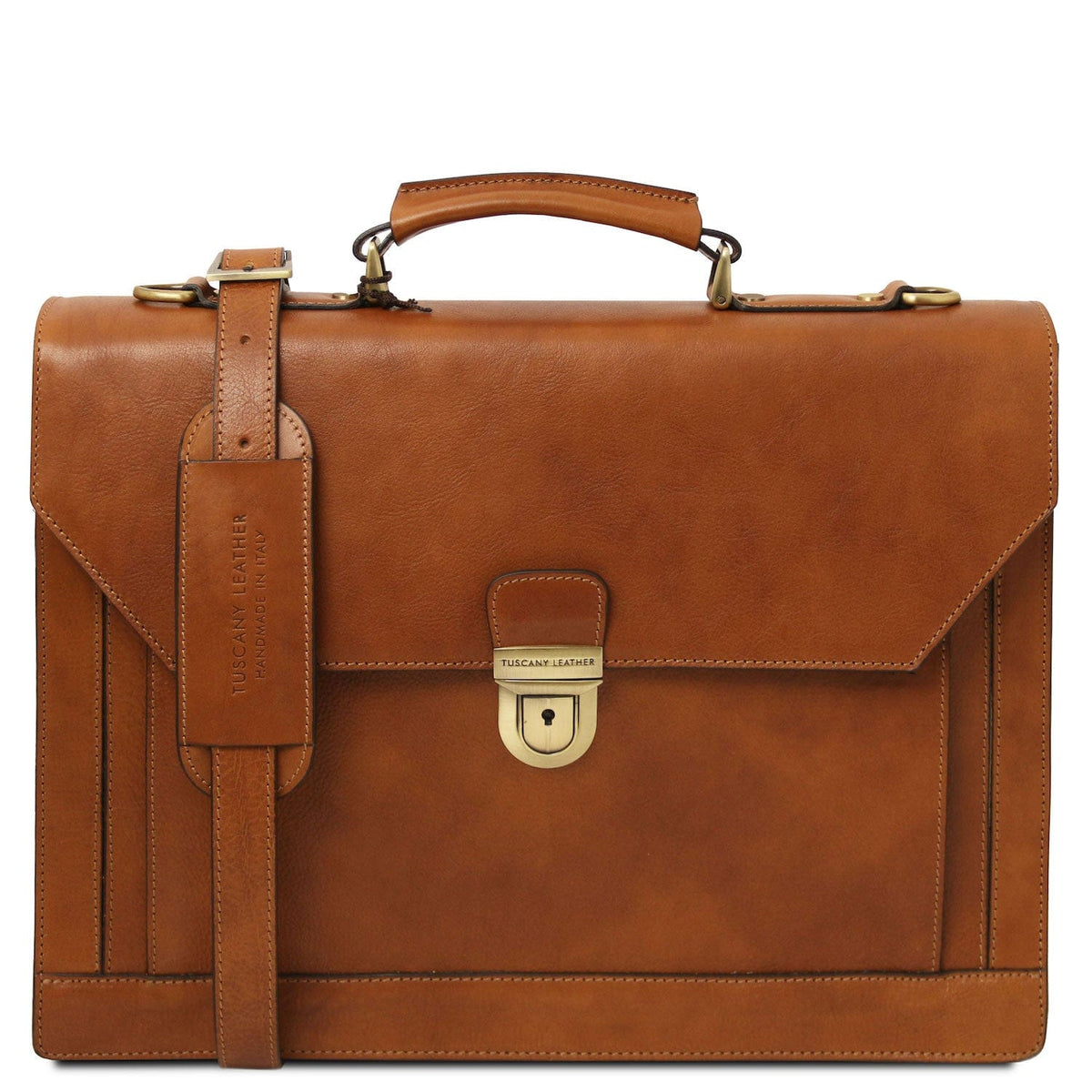 Maletines de piel Natural Cremona - 3 compartment matte leather briefcase | TL142448 San Rocco Italia