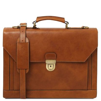 Maletines de piel Natural Cremona - 3 compartment matte leather briefcase | TL142448 San Rocco Italia