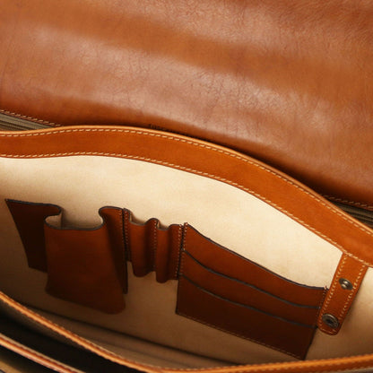 Maletines de piel Cremona - 3 compartment matte leather briefcase | TL142448 San Rocco Italia