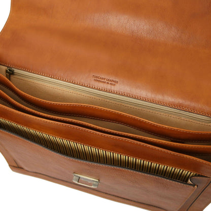 Maletines de piel Cremona - 3 compartment matte leather briefcase | TL142448 San Rocco Italia
