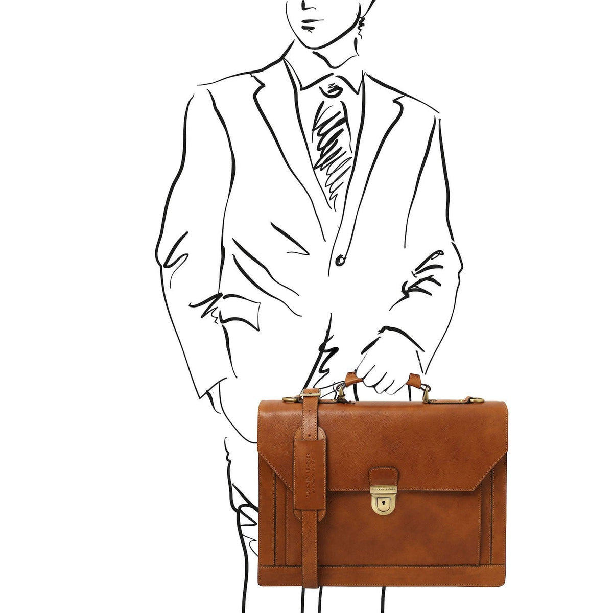 Maletines de piel Cremona - 3 compartment matte leather briefcase | TL142448 San Rocco Italia