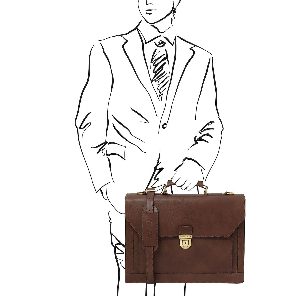 Maletines de piel Cremona - 3 compartment matte leather briefcase | TL142448 San Rocco Italia