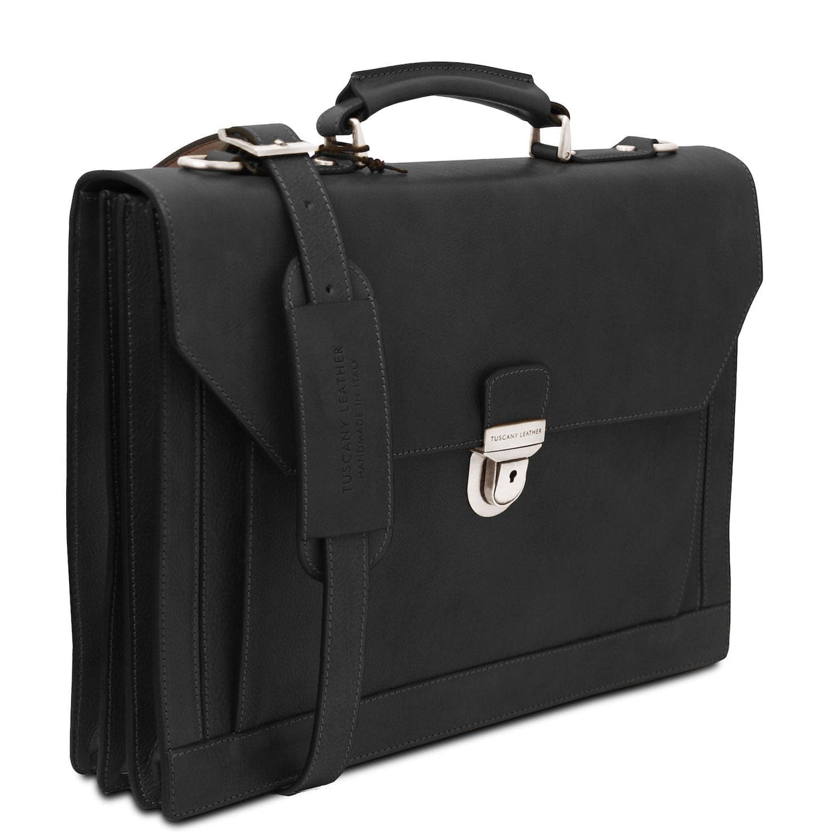 Maletines de piel Cremona - 3 compartment matte leather briefcase | TL142448 San Rocco Italia